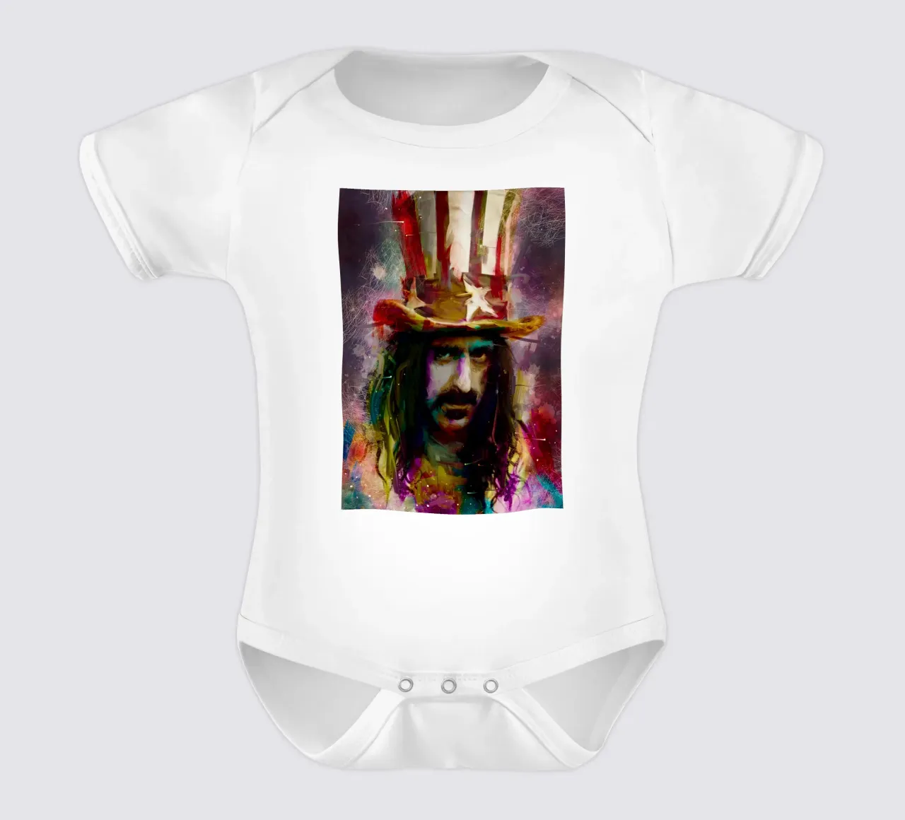 Frank Zappa abstracte kleurrijke pop-art babyrompertje korte mouwen van Hantamrata