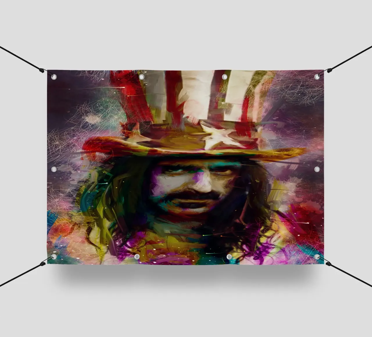 Frank Zappa astratto colorato pop art telo in pvc da Hantamrata