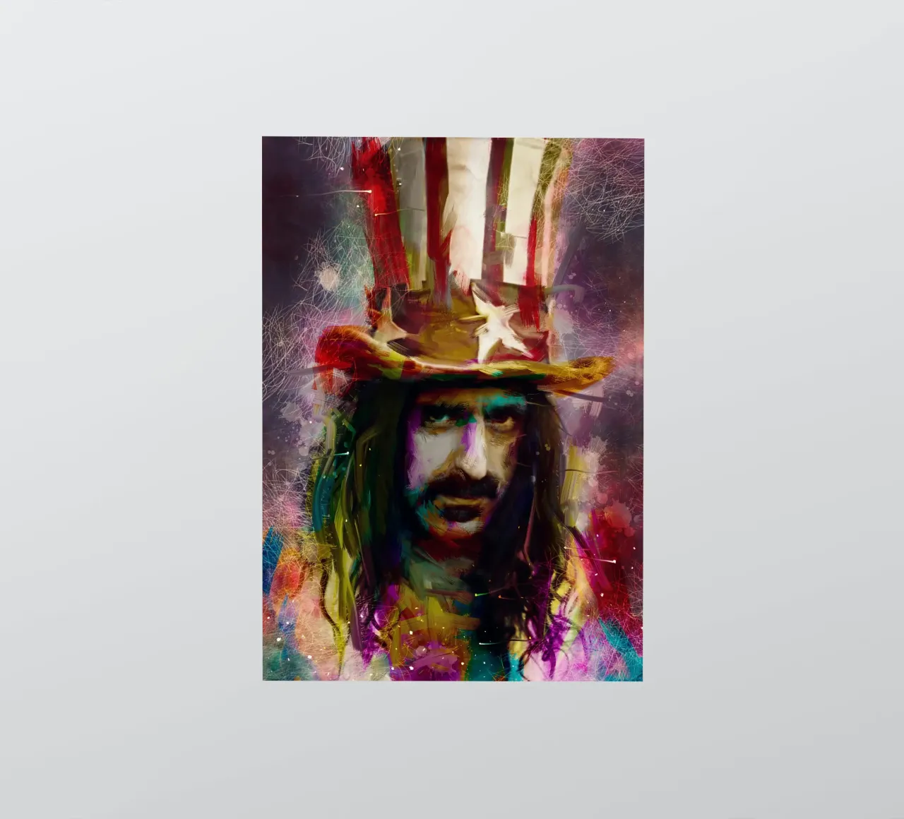 Frank Zappa abstract colorful pop art sticker by Hantamrata