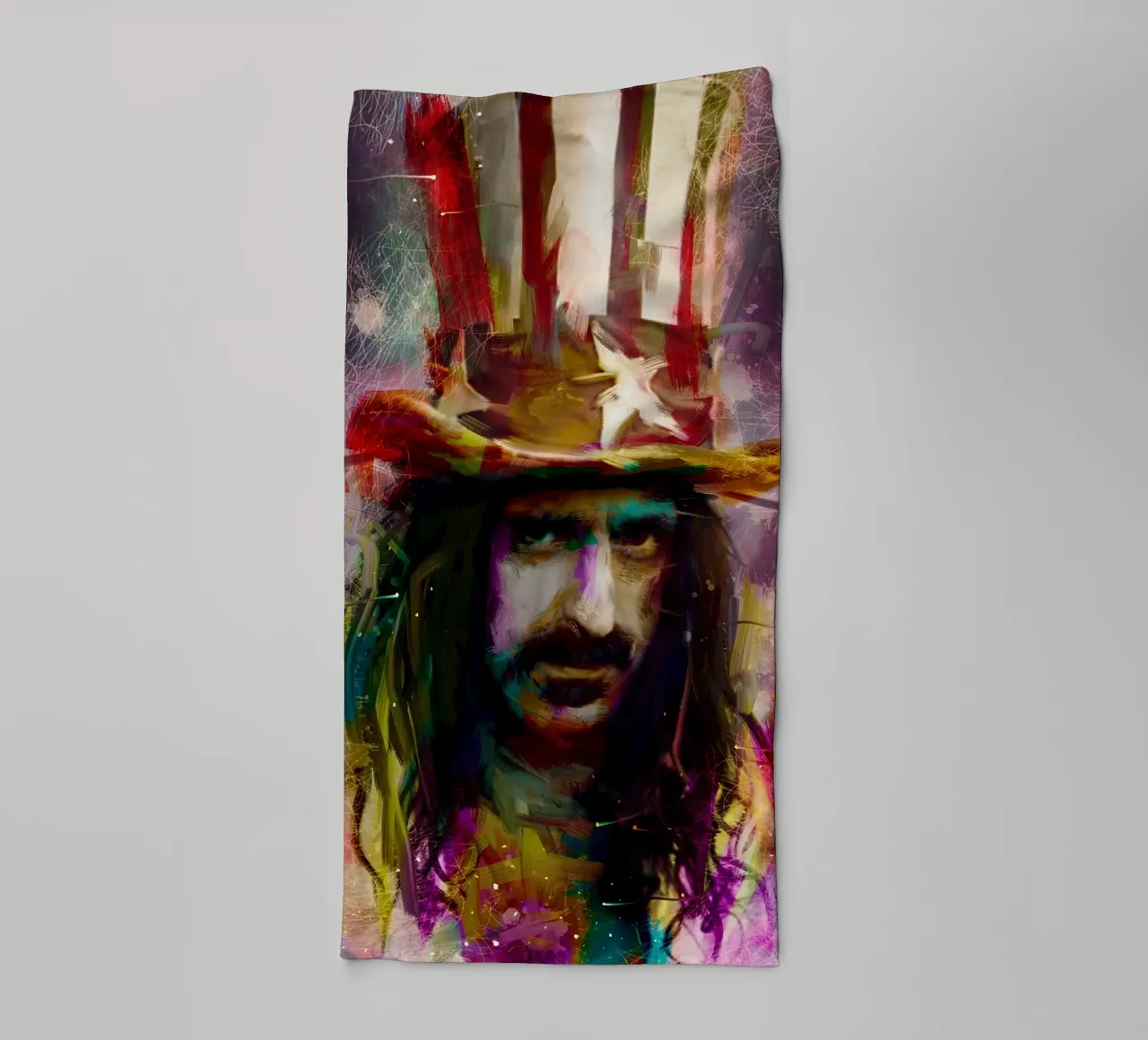 Frank Zappa abstract colorful pop art towel by Hantamrata