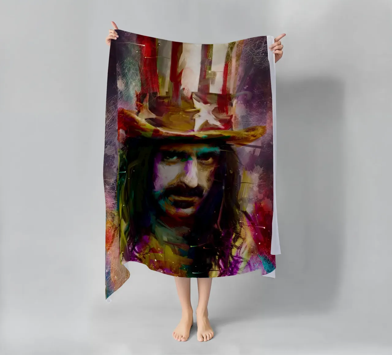 Frank Zappa astratto colorato pop art telo mare da Hantamrata