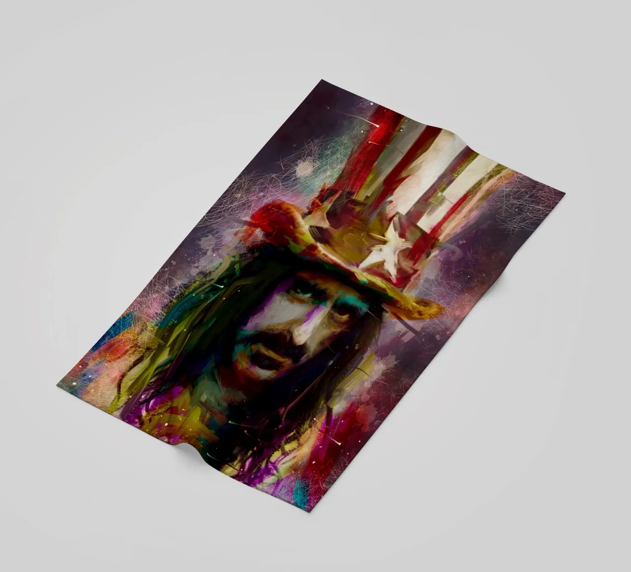Frank Zappa astratto colorato pop art telo mare da Hantamrata