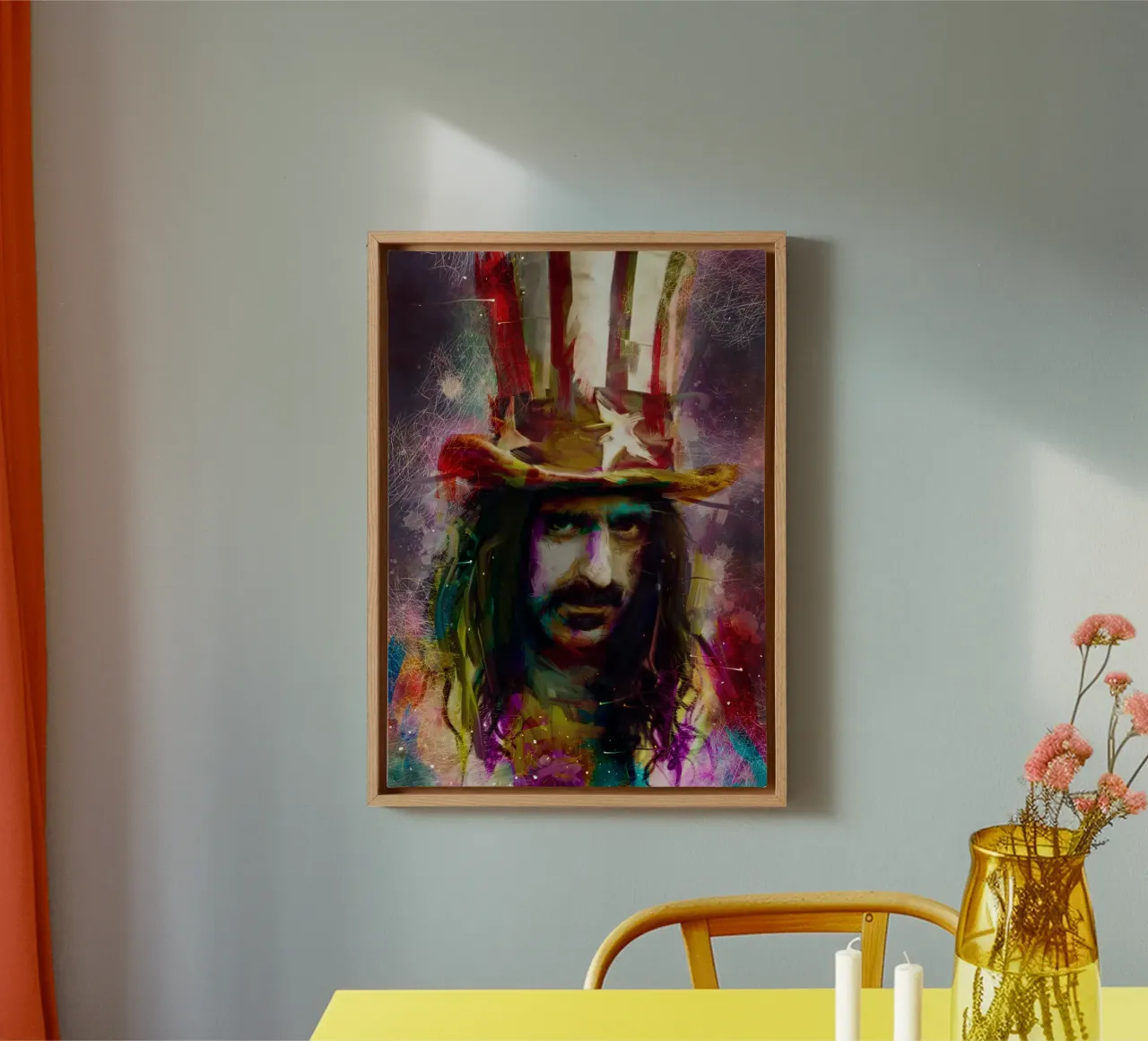 Frank Zappa abstract colorful pop art canvas by Hantamrata