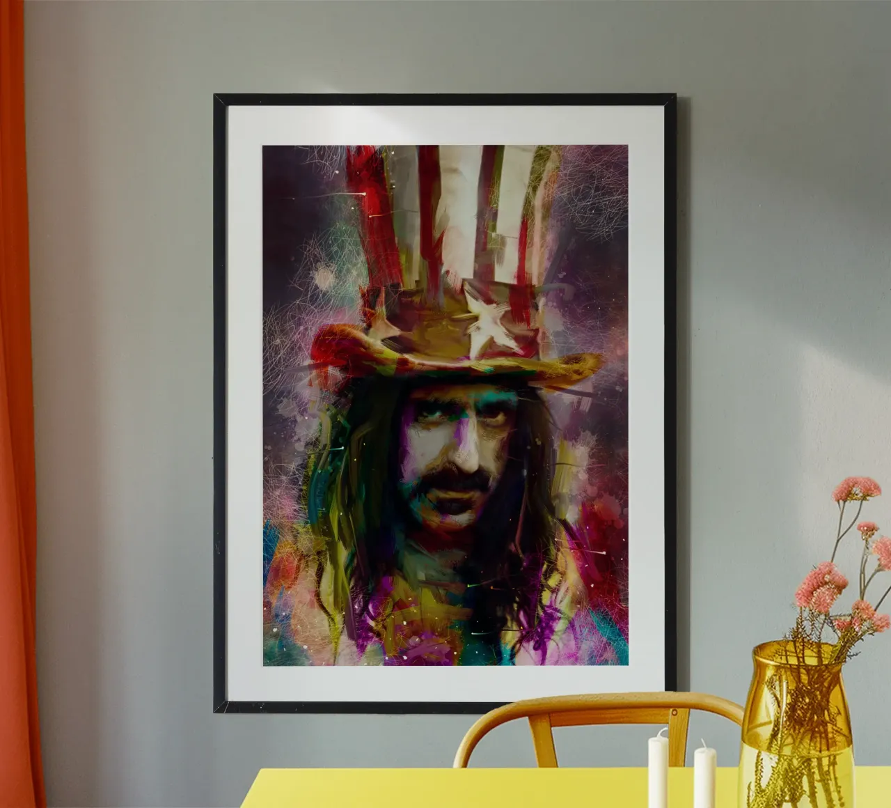 Frank Zappa astratto colorato pop art carta hahnemühle da Hantamrata