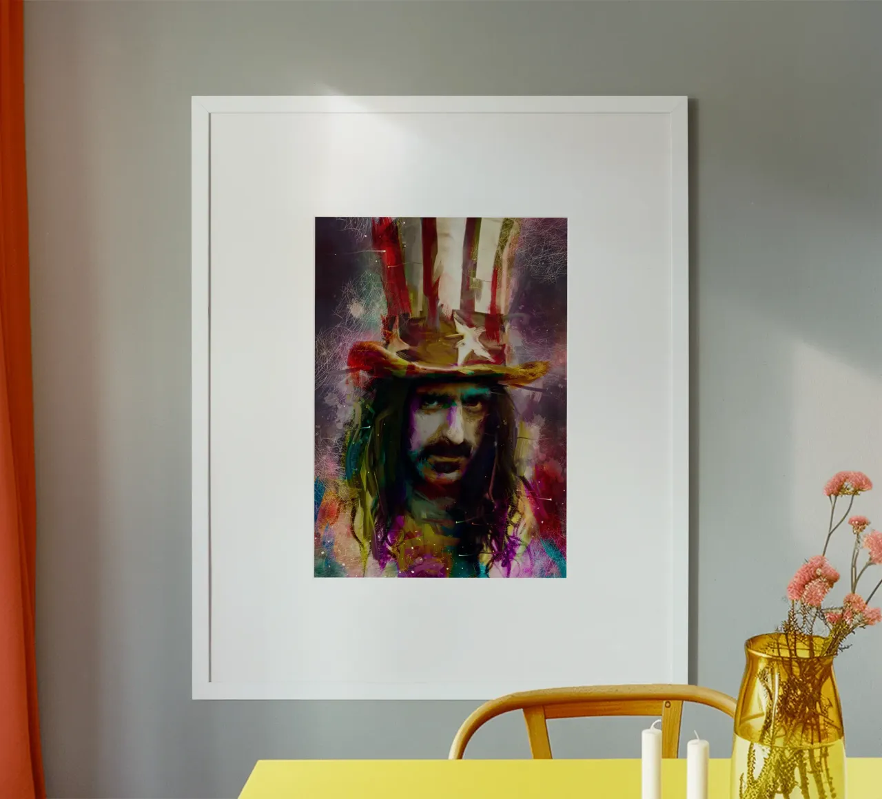 Frank Zappa astratto colorato pop art carta hahnemühle da Hantamrata