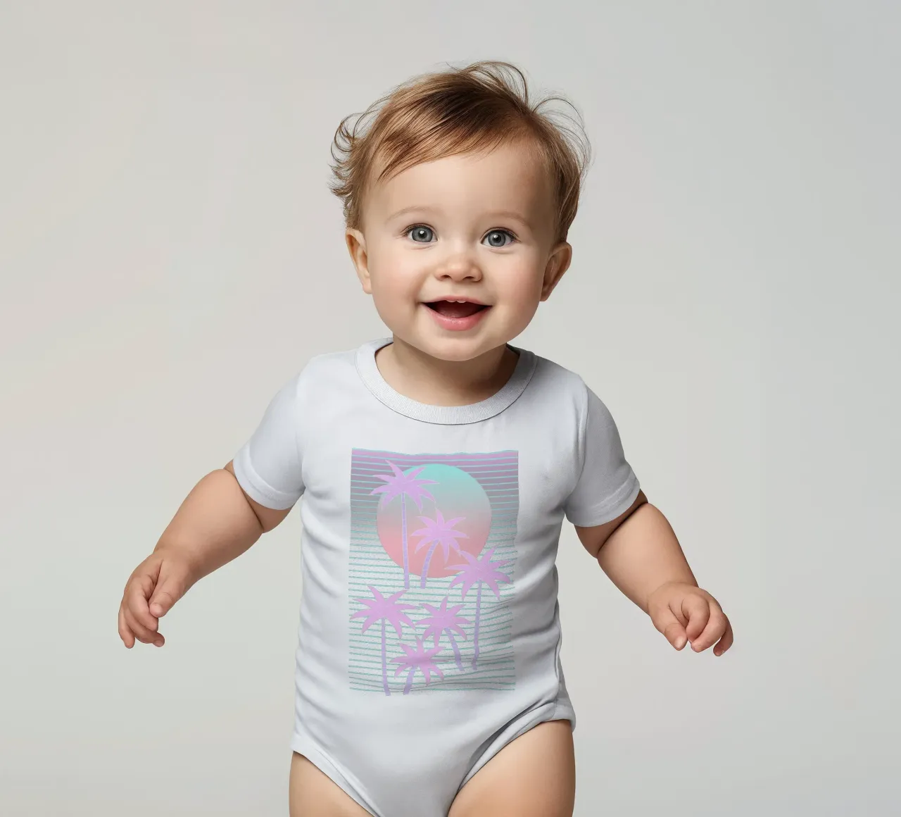 Hello Miami Moonlight short-sleeve baby romper by SilverPegasus