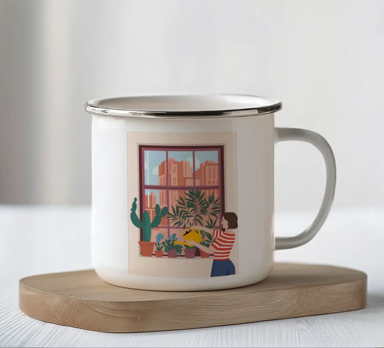 Urban Garden View enamel mug by Fine Sanctuary