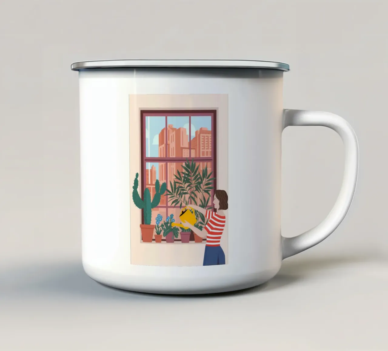 Urban Garden View enamel mug by Fine Sanctuary