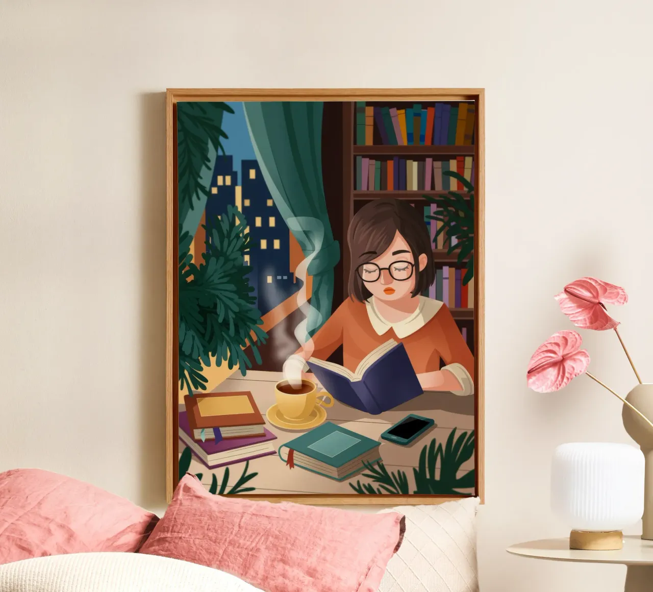 Ethereal Reading Sanctuary canvas with Floater frame by Fine Sanctuary
