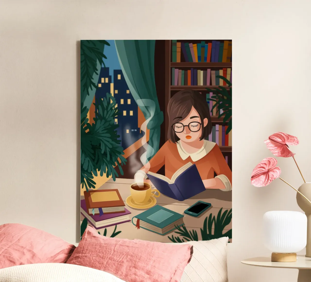 Ethereal Reading Sanctuary canvas with Floater frame by Fine Sanctuary