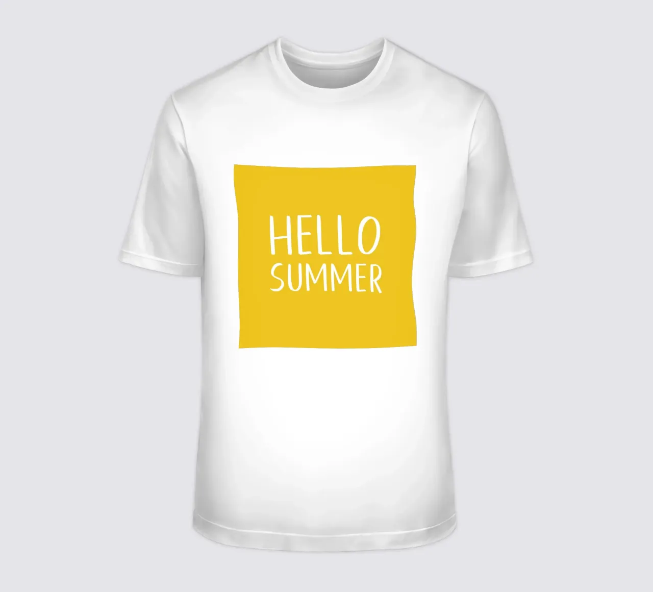 Hello Summer – Hand Drawn Block Letters on Lemon Yellow t-shirt by Stilrausch