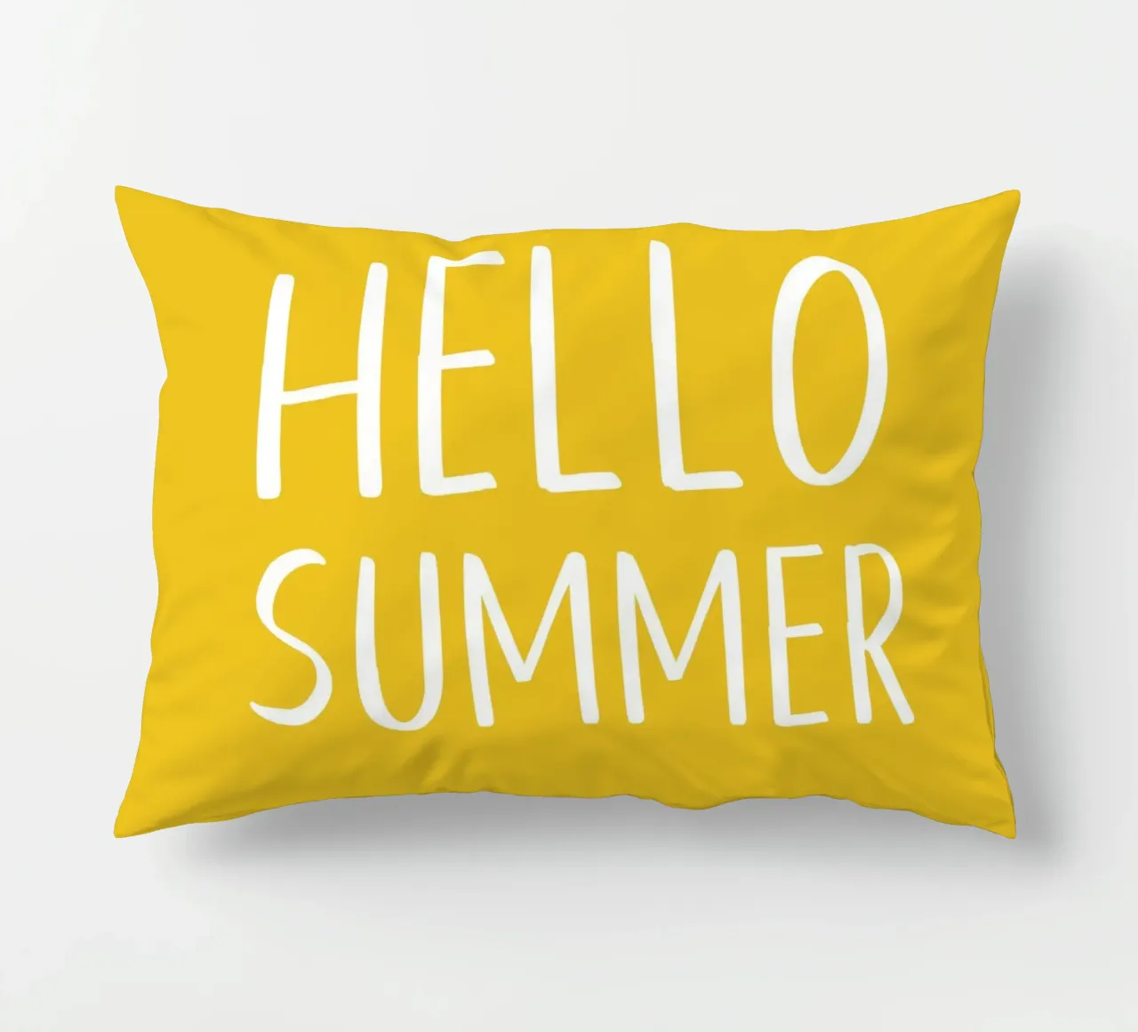 Hello Summer – Hand Drawn Block Letters on Lemon Yellow decorative cushion by Stilrausch
