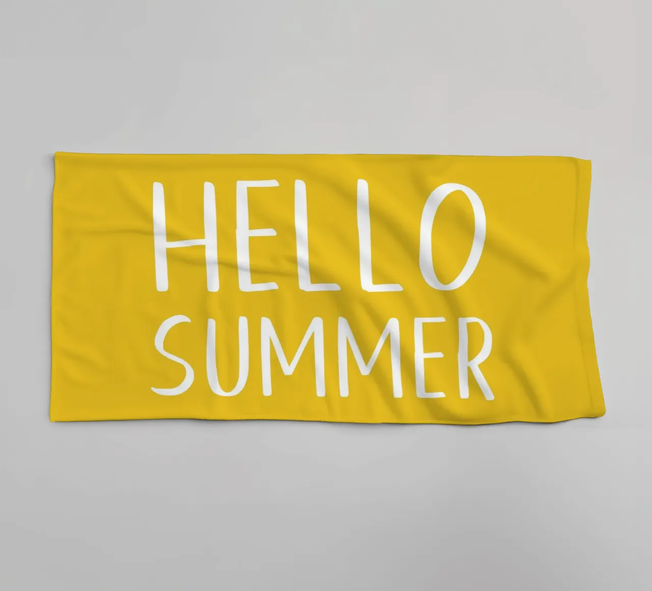 Hello Summer – Hand Drawn Block Letters on Lemon Yellow towel by Stilrausch