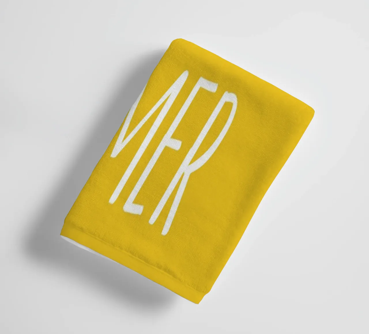 Hello Summer – Hand Drawn Block Letters on Lemon Yellow towel by Stilrausch