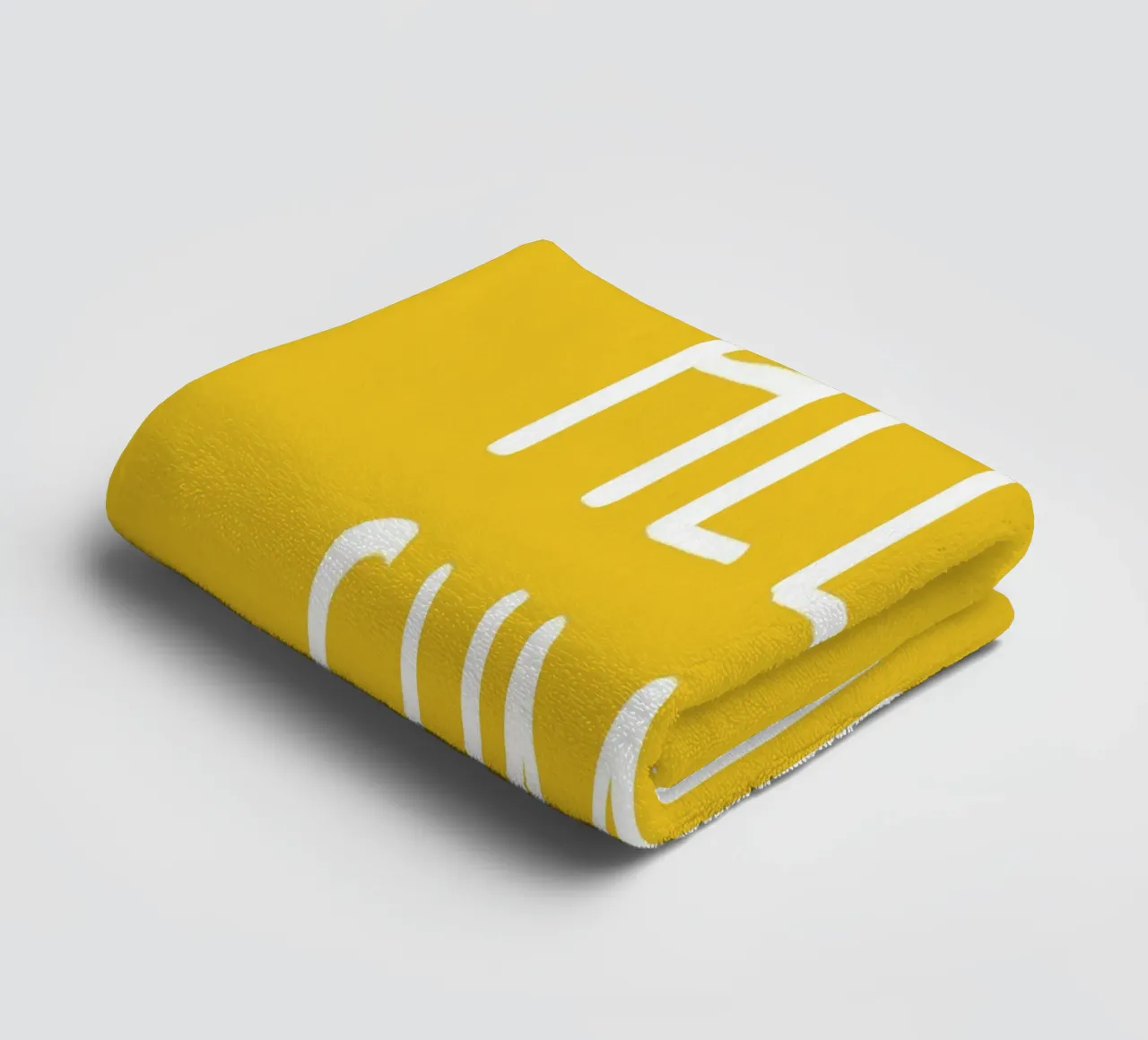 Hello Summer – Hand Drawn Block Letters on Lemon Yellow towel by Stilrausch