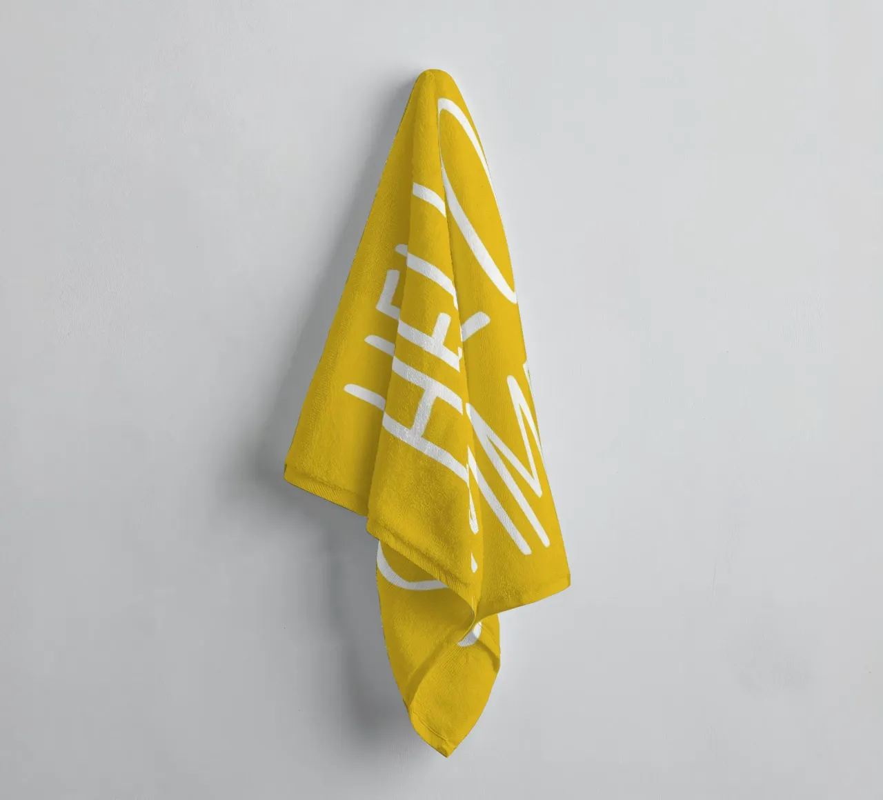 Hello Summer – Hand Drawn Block Letters on Lemon Yellow towel by Stilrausch