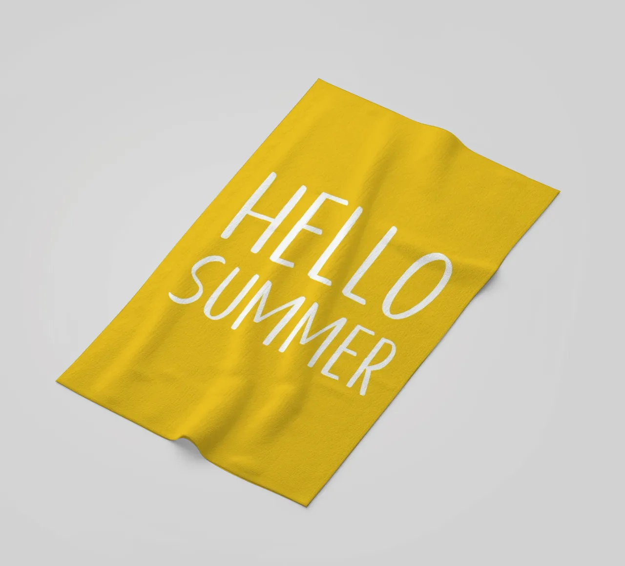 Hello Summer – Hand Drawn Block Letters on Lemon Yellow beach towel by Stilrausch