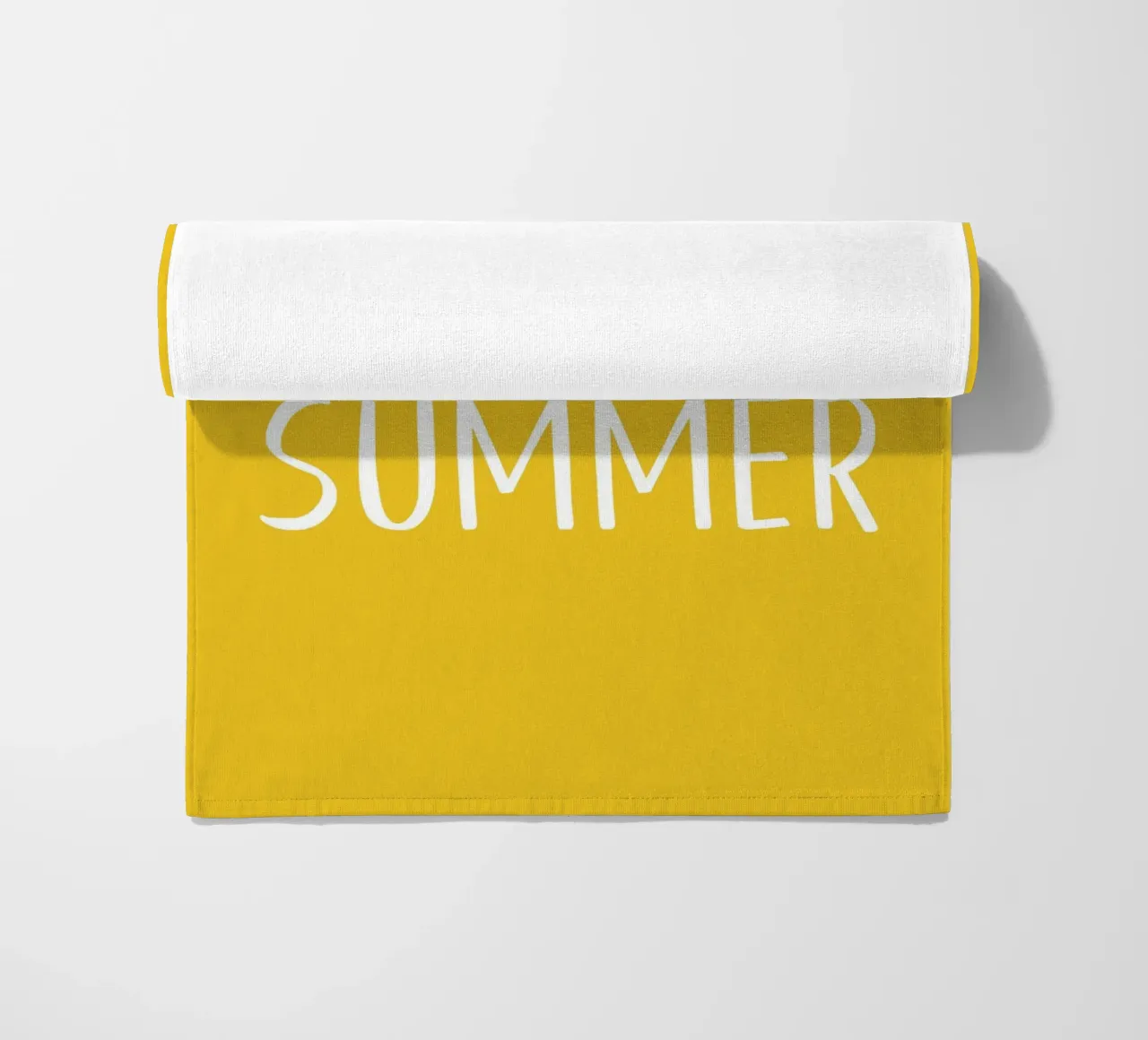 Hello Summer – Hand Drawn Block Letters on Lemon Yellow beach towel by Stilrausch