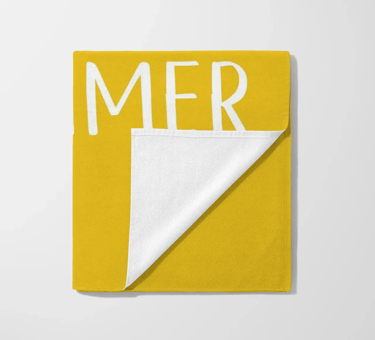 Hello Summer – Hand Drawn Block Letters on Lemon Yellow beach towel by Stilrausch