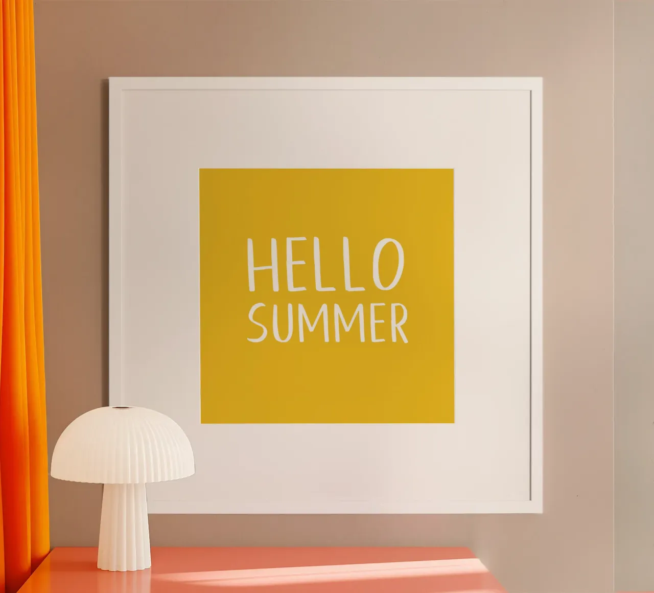 Hello Summer - Lettere a blocchi disegnate a mano su giallo limone poster da Stilrausch