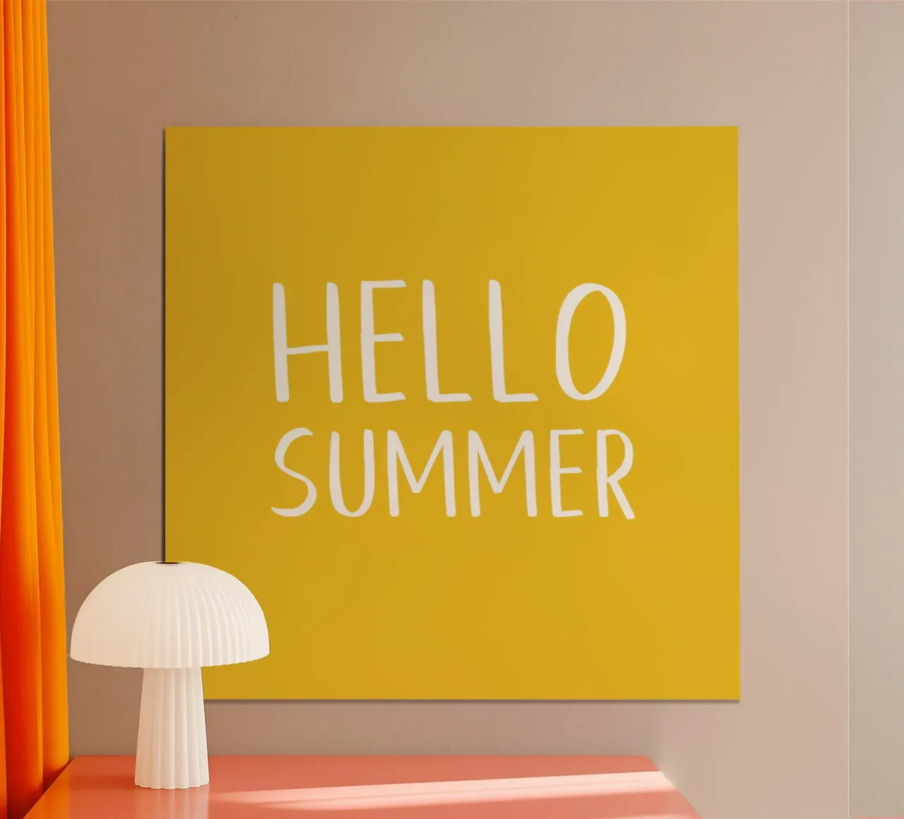 Hello Summer – Hand Drawn Block Letters on Lemon Yellow hahnemühle by Stilrausch