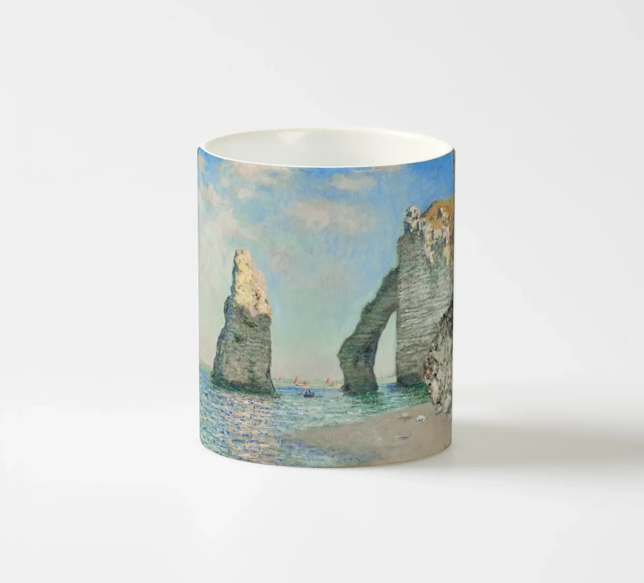 Le scogliere di Étretat di Claude Monet (1885) tazza in ceramica da Venus Art