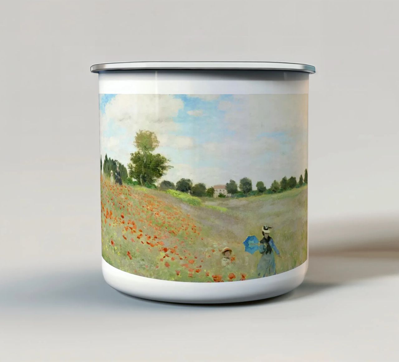 Claude Monet's The Poppy Field near Argenteuil (1873) tazza in smalto da Venus Art