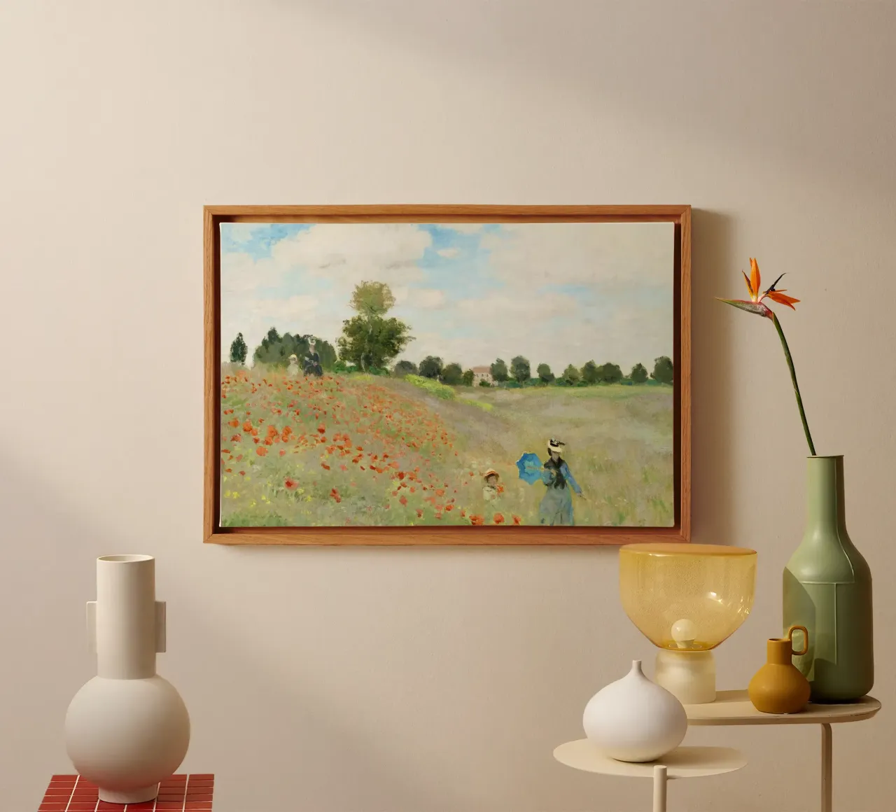 Claude Monet's The Poppy Field near Argenteuil (1873) tela con Cornice a cassetta da Venus Art