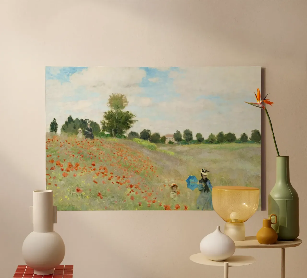 Claude Monet's The Poppy Field near Argenteuil (1873) tela con Cornice a cassetta da Venus Art