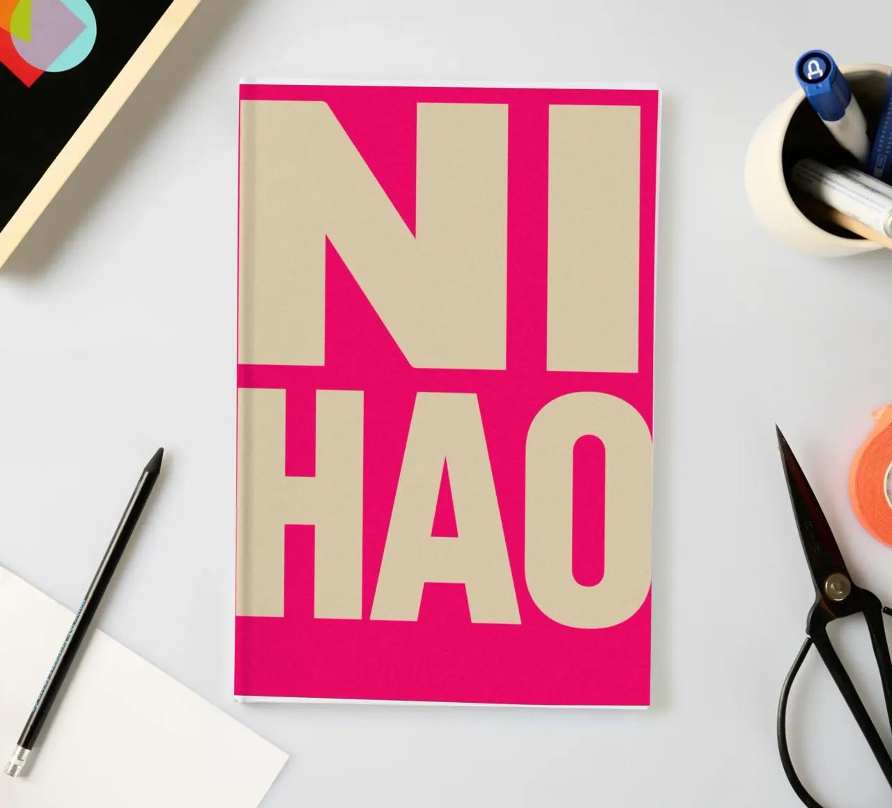 Ni Hao – Bold Greeting - Typo Wall Art notebook by QuooodZ by MooodzArt