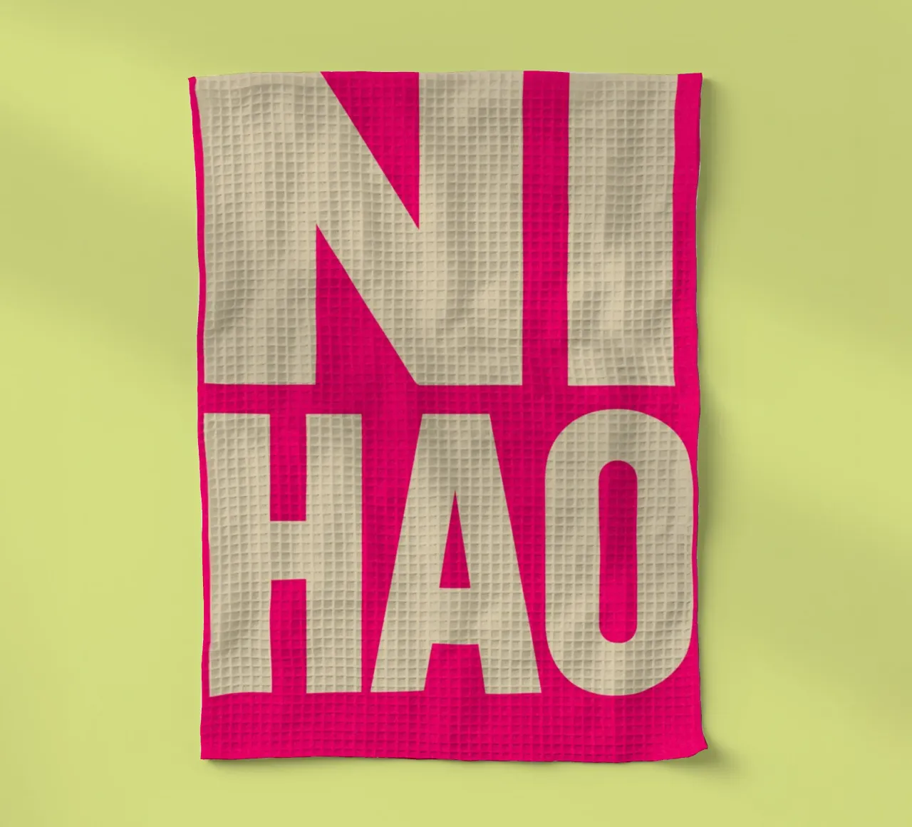 Ni Hao – Bold Greeting - Typo Wall Art torchon de QuooodZ by MooodzArt