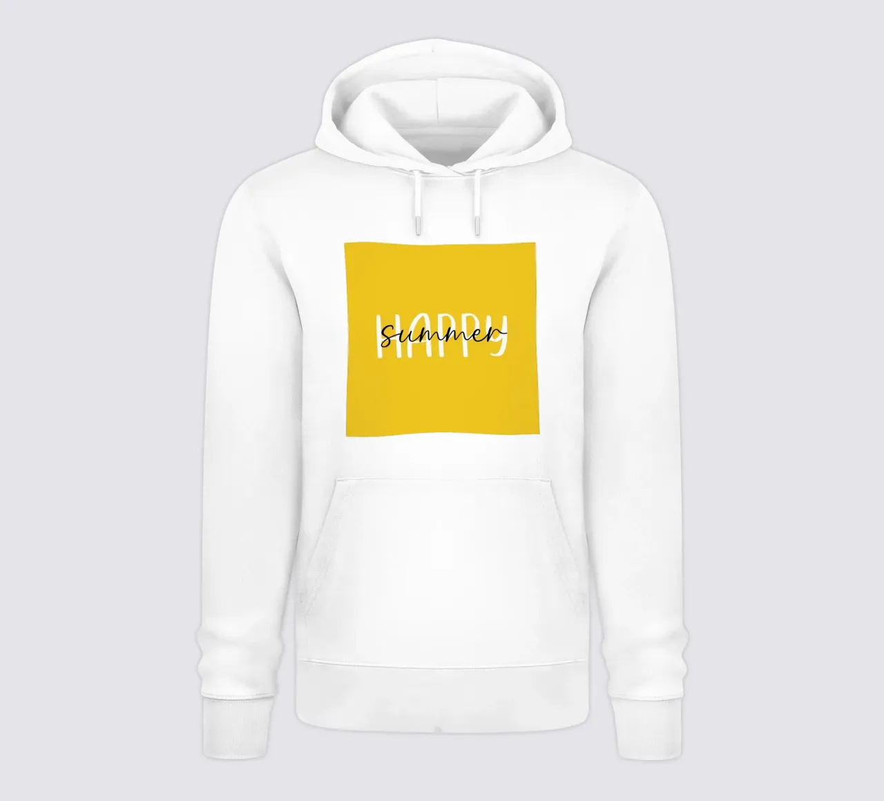 Happy Summer – Hand Drawn White Black Text on Lemon Yellow hoodie by Stilrausch