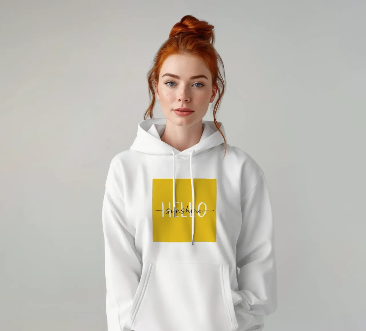 Hello Sunshine - Lettere in grassetto disegnate a mano in bianco e nero felpa con cappuccio da Stilrausch