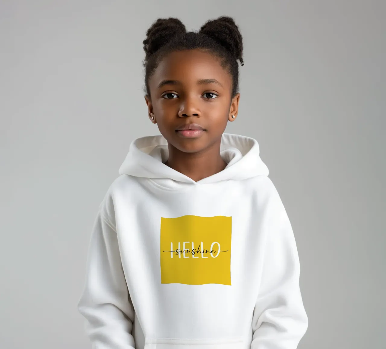 Hello Sunshine - Lettere in grassetto disegnate a mano in bianco e nero felpa bambino con cappuccio da Stilrausch