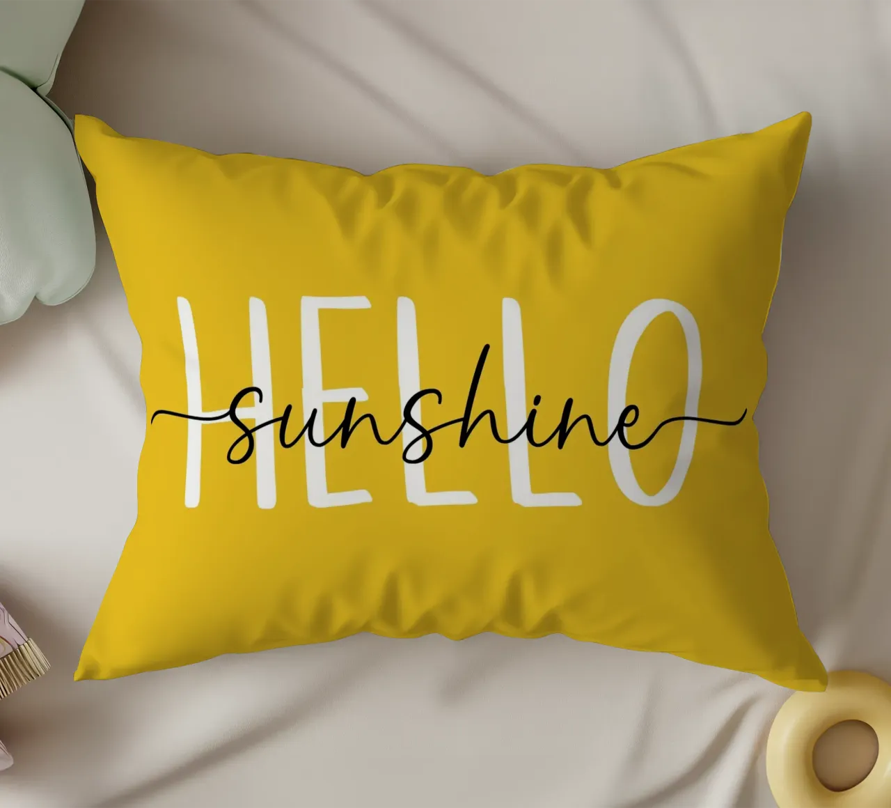 Hello Sunshine - Lettere in grassetto disegnate a mano in bianco e nero cuscino da Stilrausch