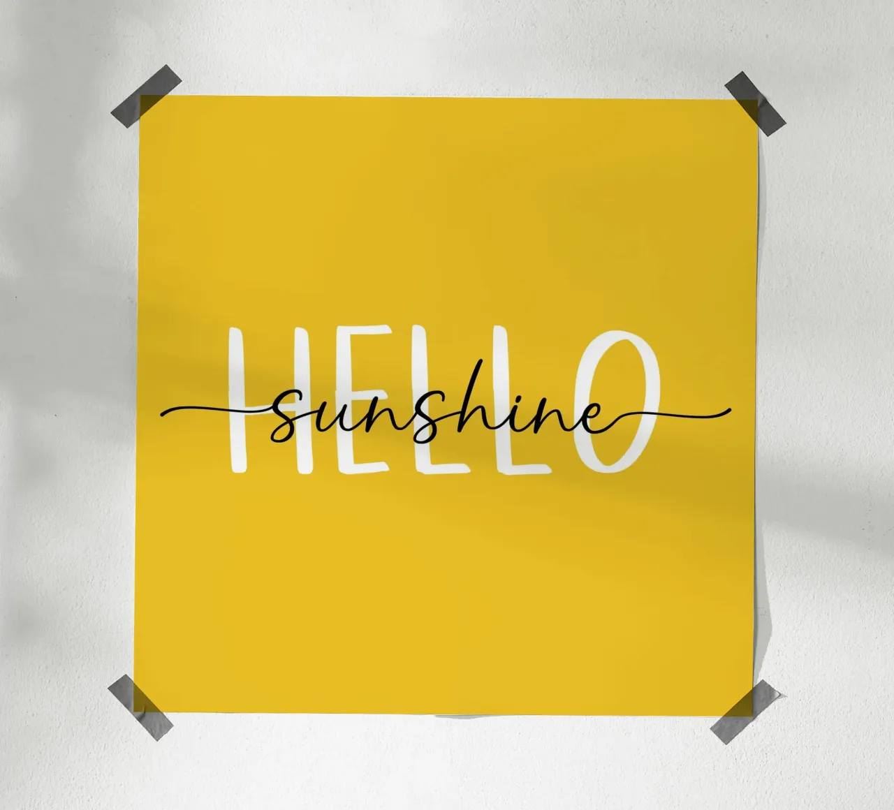 Hello Sunshine - Lettere in grassetto disegnate a mano in bianco e nero poster da Stilrausch