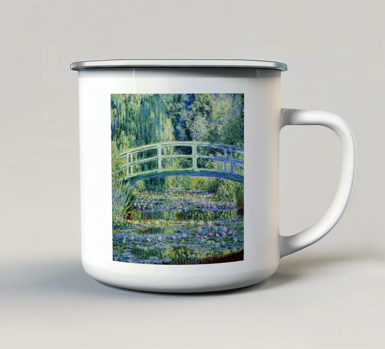 Ninfee e ponte giapponese di Claude Monet (1899) tazza in smalto da Venus Art