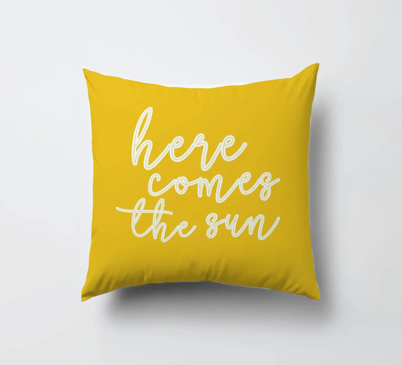Here Comes the Sun - Disegno di testo bianco scritto a mano cuscino da Stilrausch