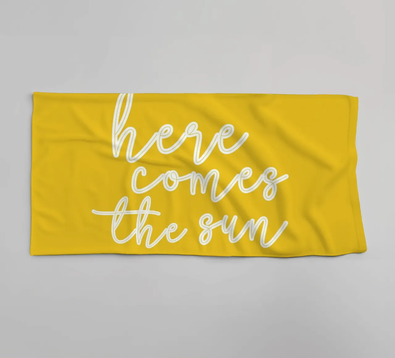 Hier komt de zon - Wit handgeschreven tekstontwerp badhanddoek van Stilrausch