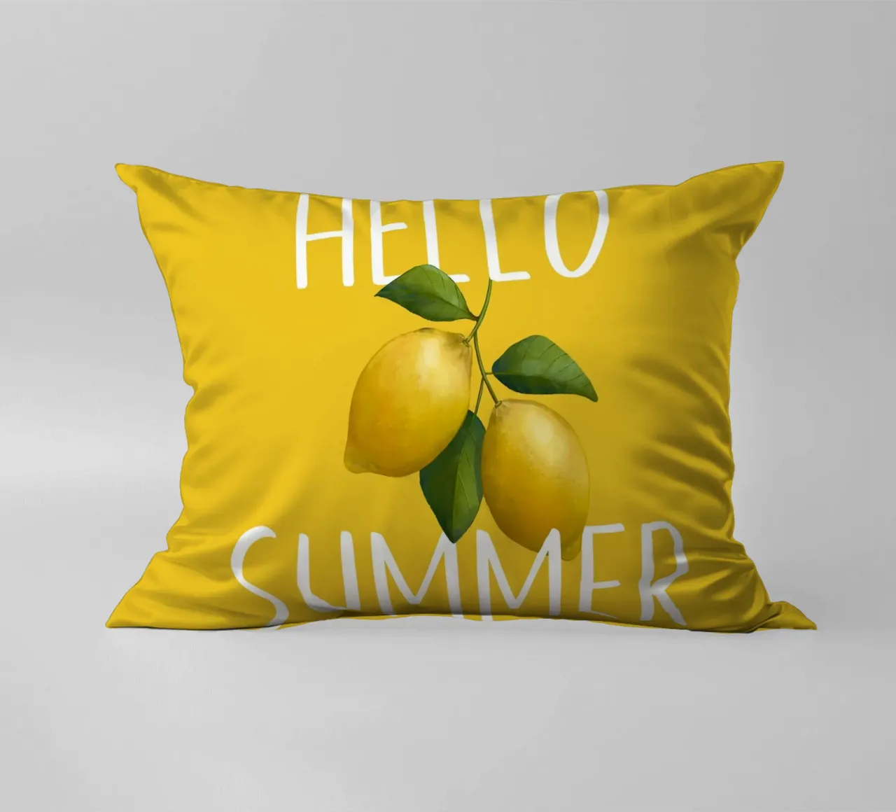 Hello Summer - Testo bianco con illustrazione di limoni freschi cuscino da Stilrausch