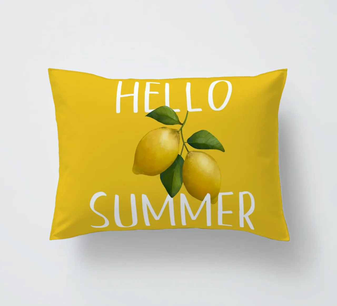 Hello Summer - Testo bianco con illustrazione di limoni freschi cuscino da Stilrausch