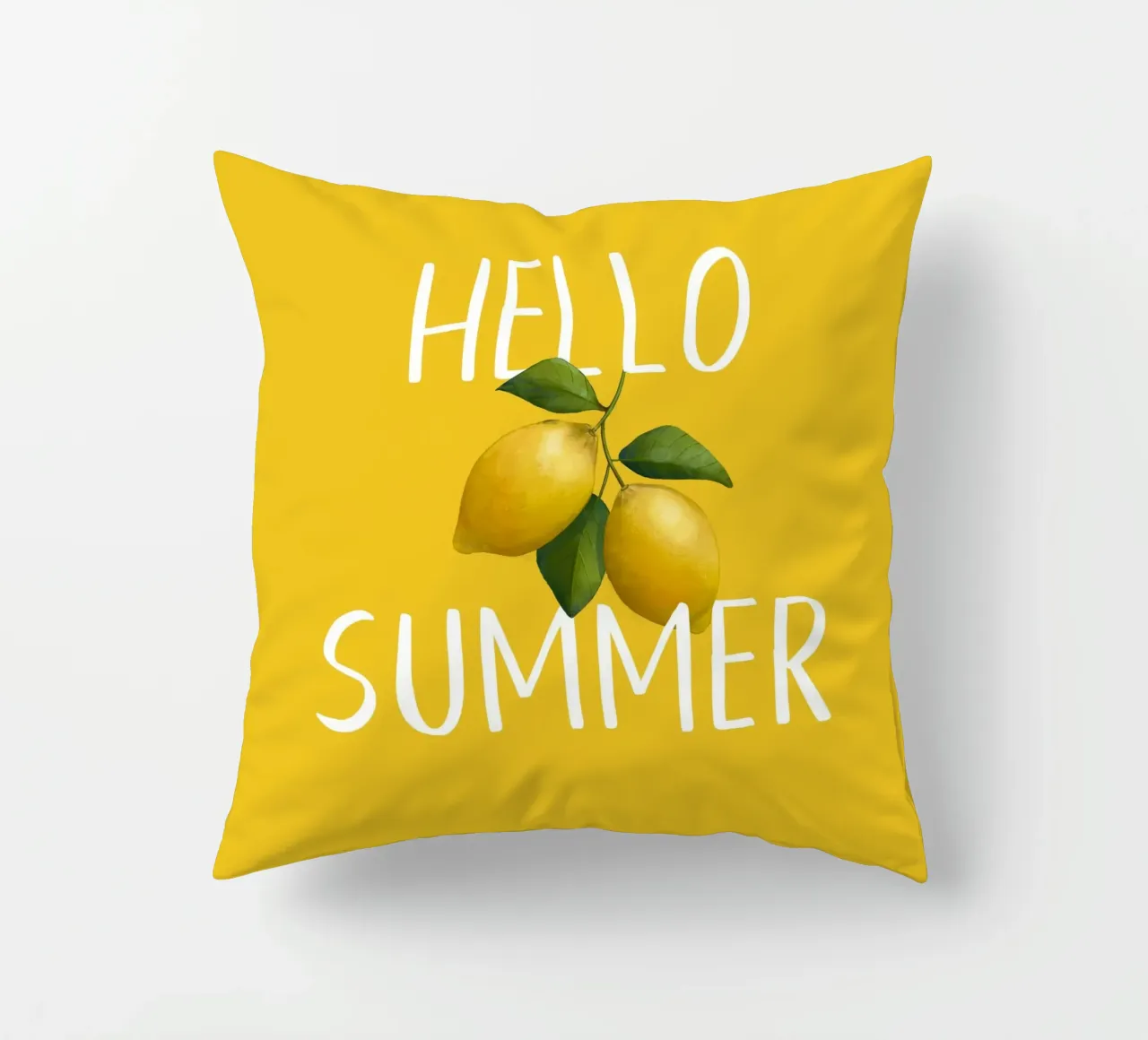 Hello Summer - Testo bianco con illustrazione di limoni freschi cuscino da Stilrausch