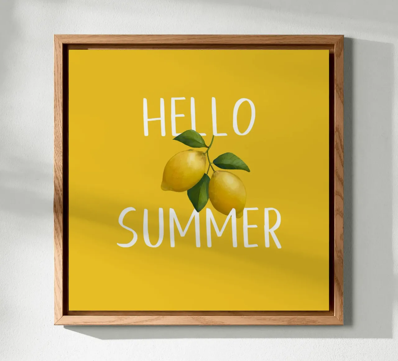 Hello Summer - Testo bianco con illustrazione di limoni freschi alluminio dibond da Stilrausch