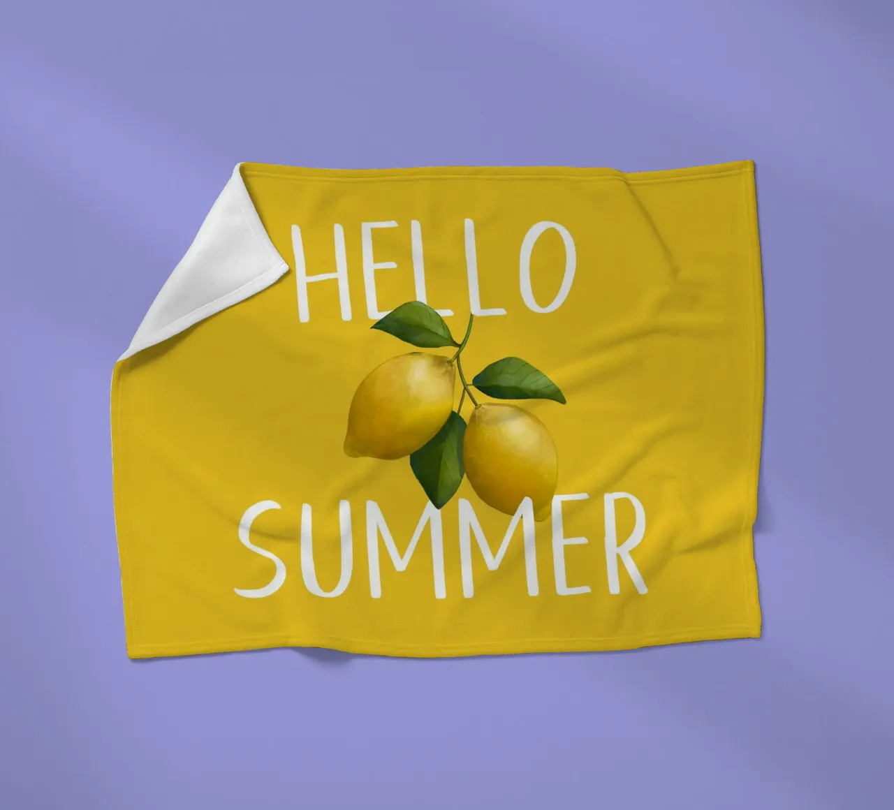 Hello Summer - Testo bianco con illustrazione di limoni freschi coperta in pile da Stilrausch