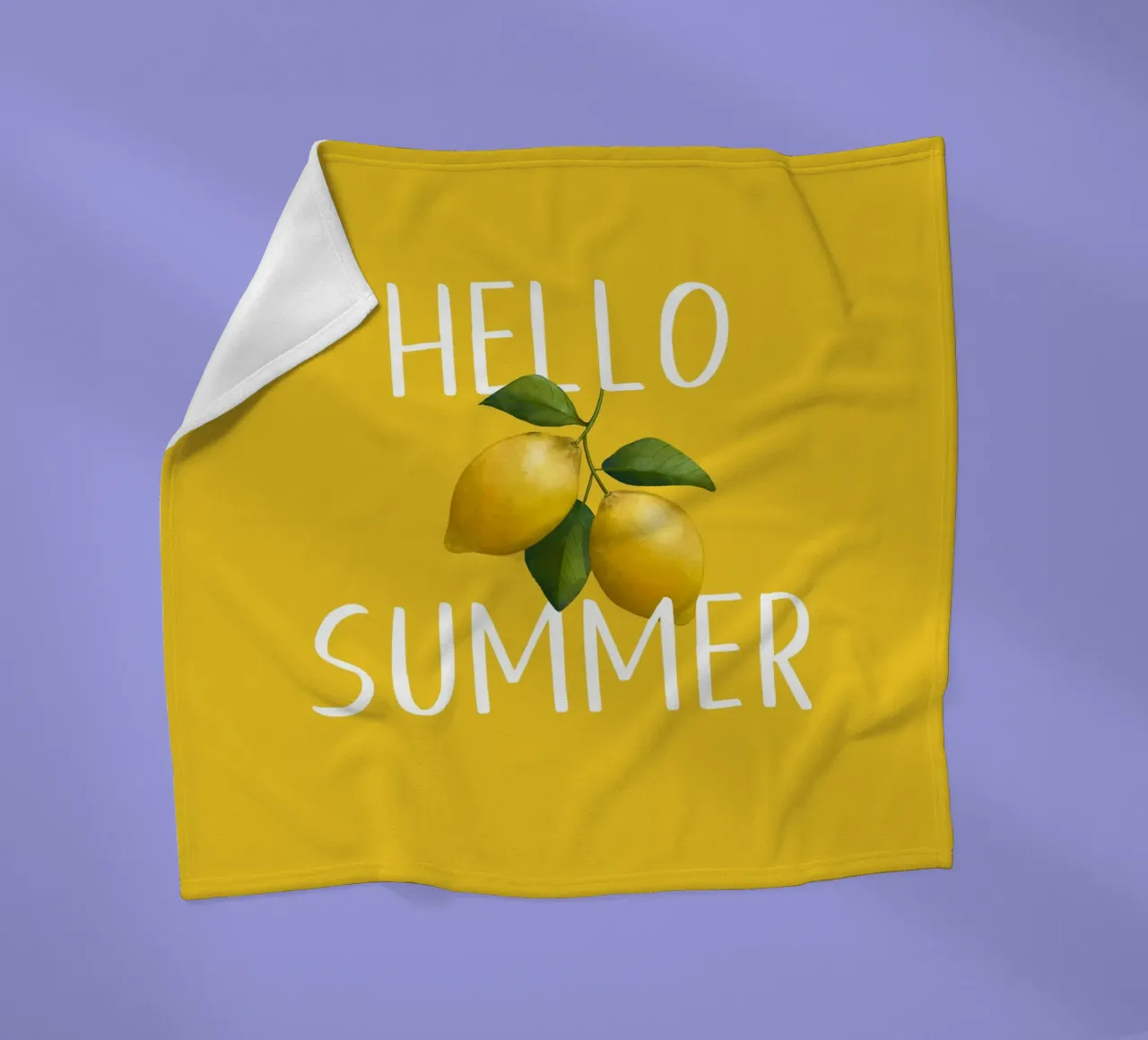 Hello Summer - Testo bianco con illustrazione di limoni freschi coperta in pile da Stilrausch