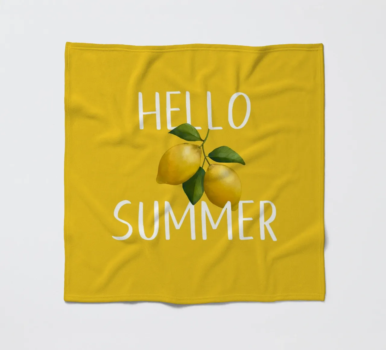 Hello Summer - Testo bianco con illustrazione di limoni freschi coperta in pile da Stilrausch