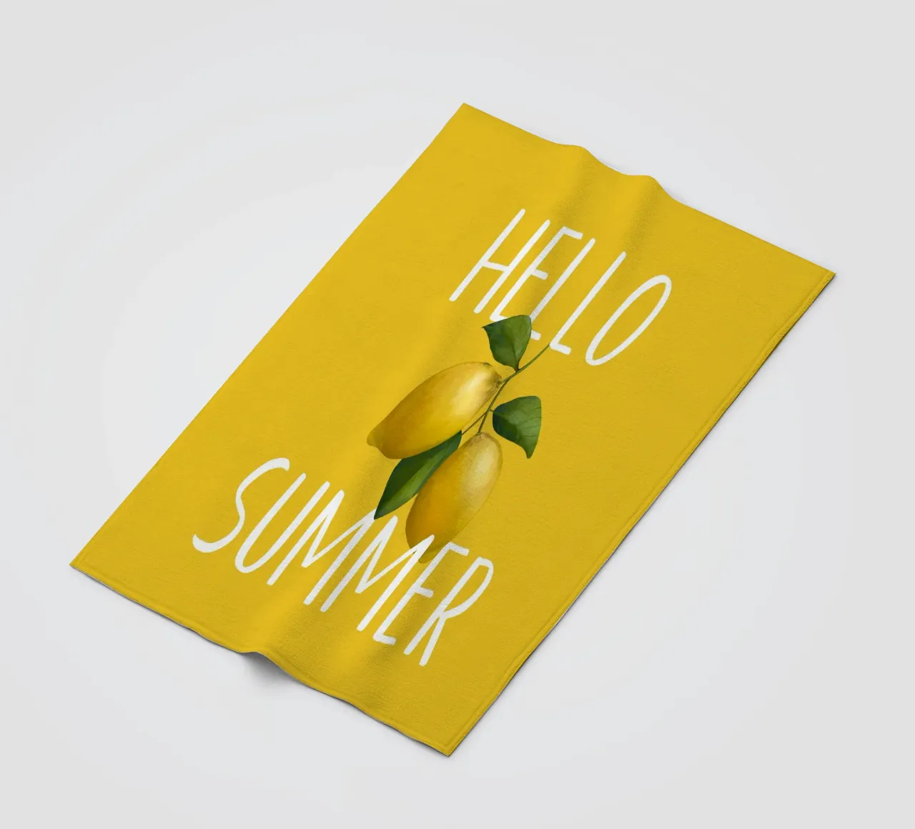 Hello Summer - Testo bianco con illustrazione di limoni freschi coperta in pile da Stilrausch
