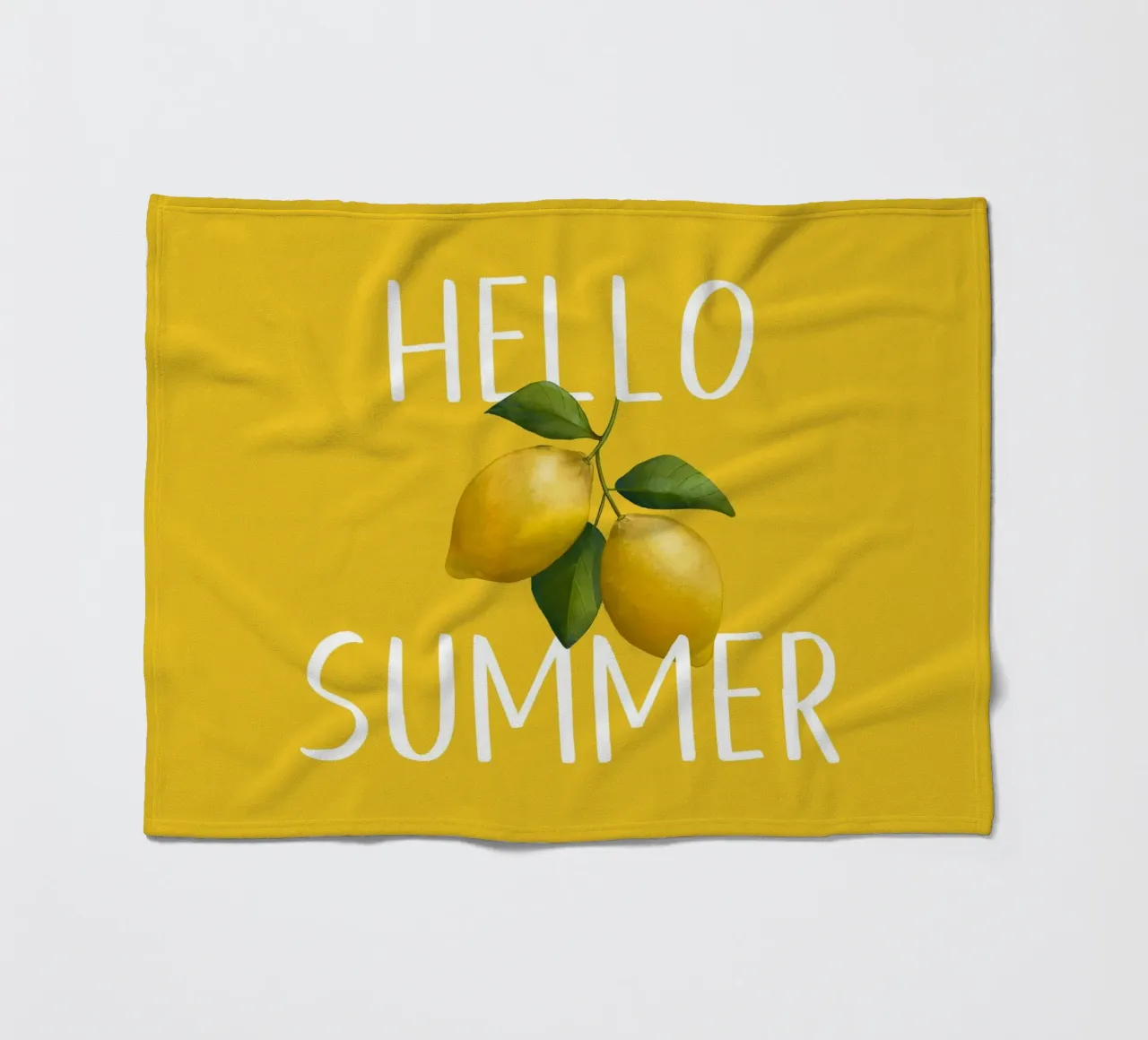 Hello Summer - Testo bianco con illustrazione di limoni freschi coperta in pile da Stilrausch