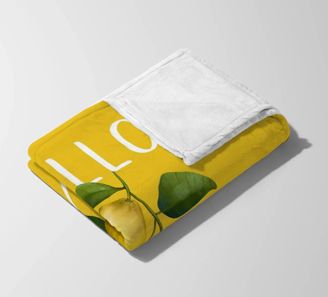 Hello Summer - Testo bianco con illustrazione di limoni freschi coperta in pile da Stilrausch