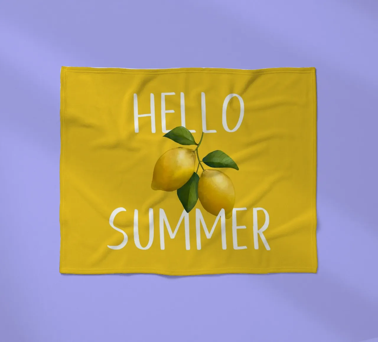 Hello Summer - Testo bianco con illustrazione di limoni freschi coperta in pile da Stilrausch